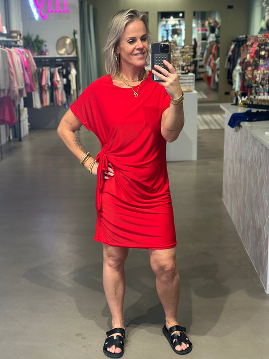 knot dress rood