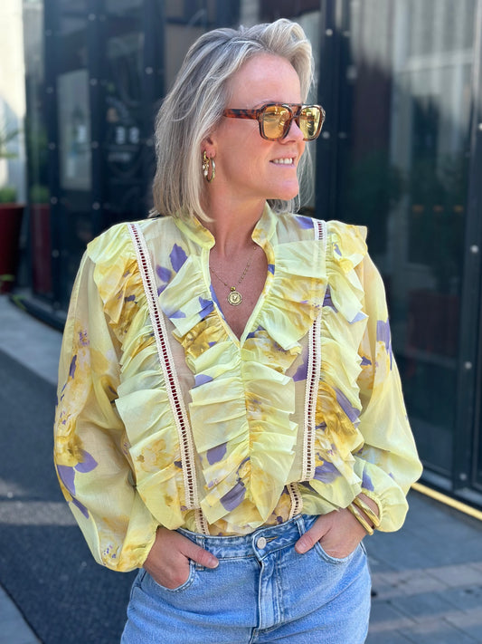 Volant blouse yellow