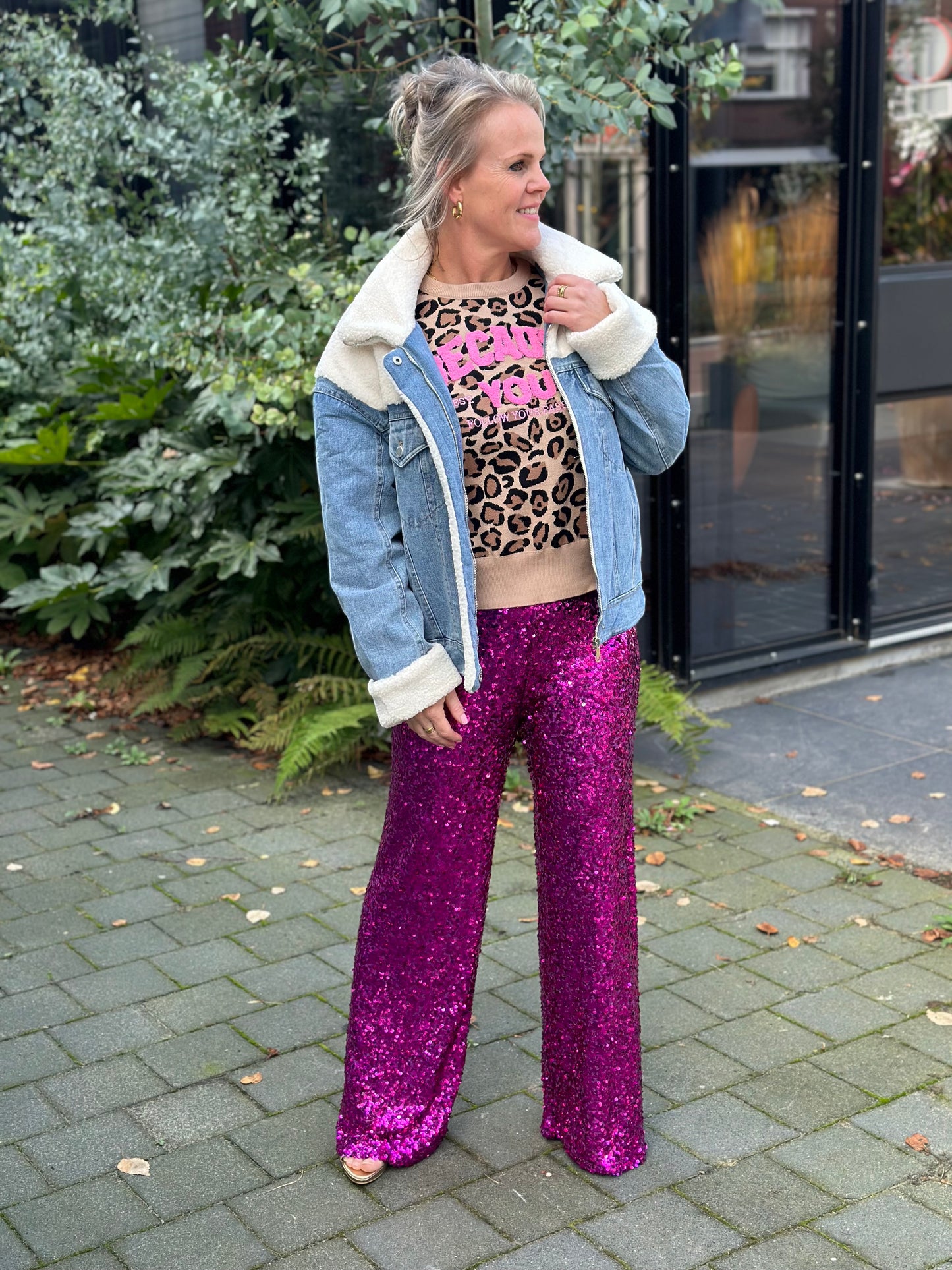 pailletjes broek fuchsia