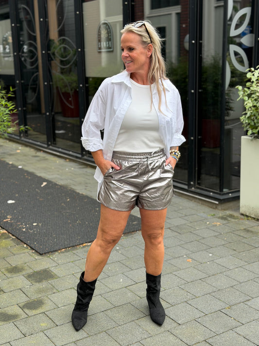 Zilver metallic look short