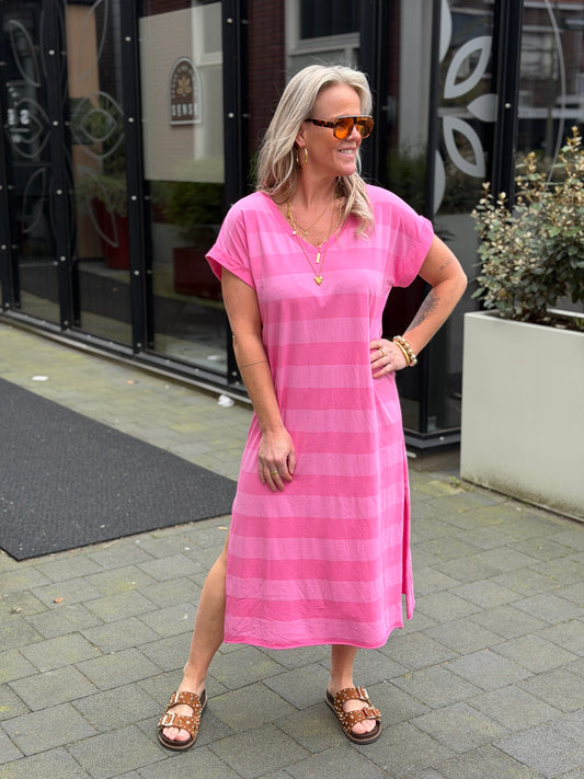 T-shirt Dress Moon stripe fuchsia/pink