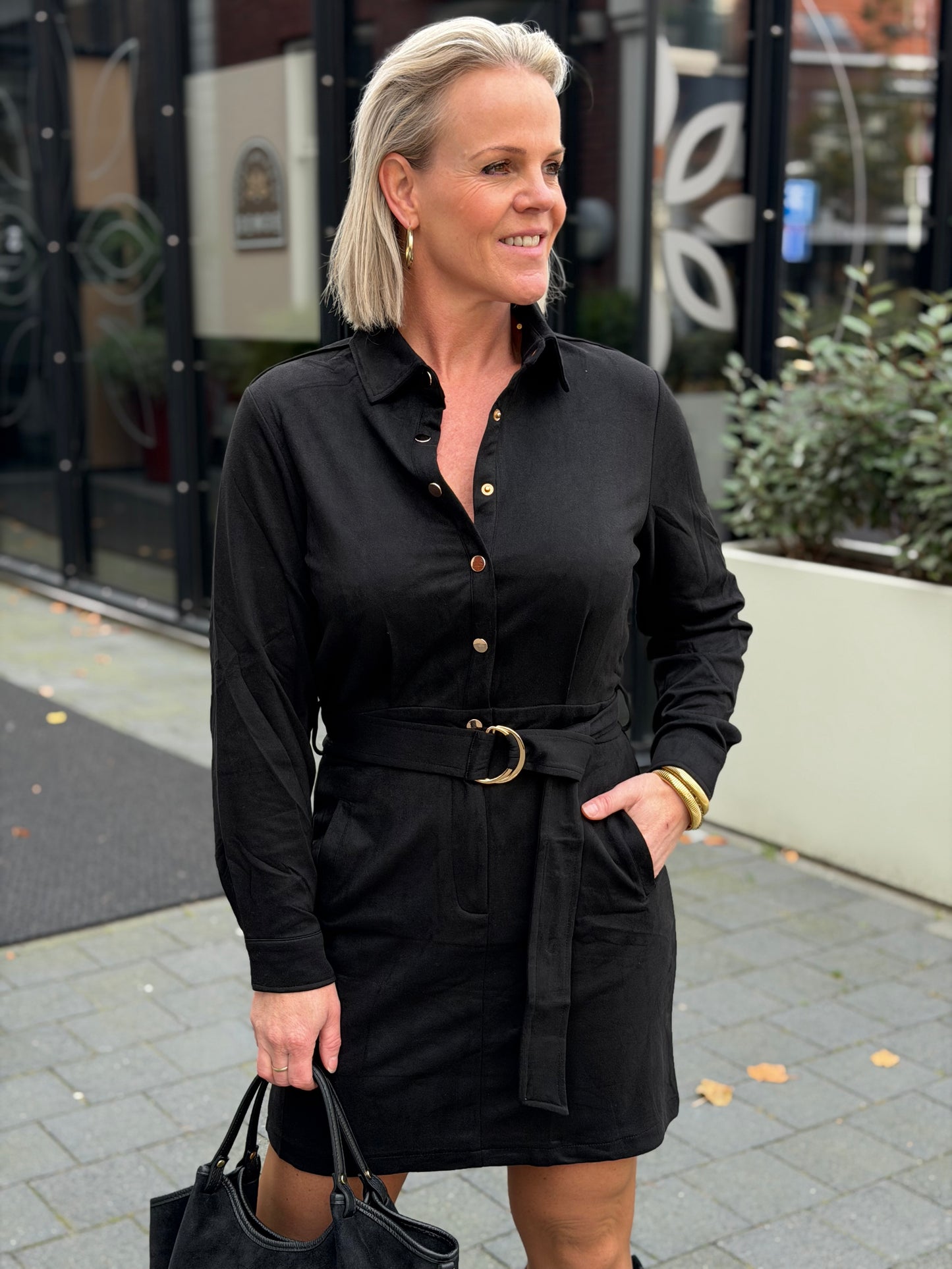 Kort jurkje suedine zwart