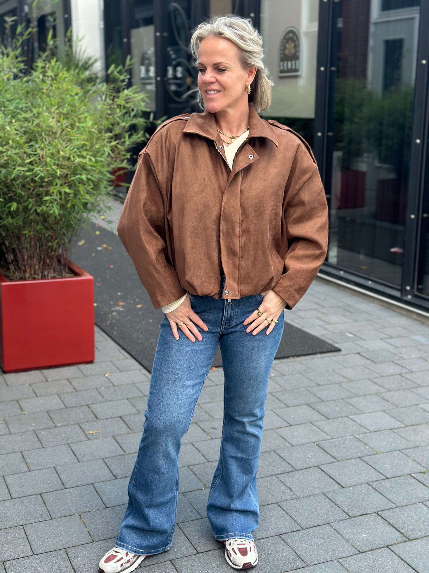 Suedine piloten jacket