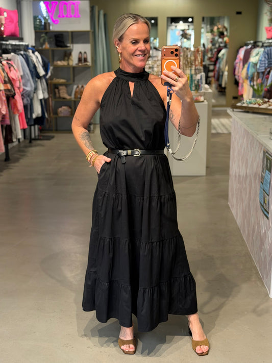 Cotton Halter Dress zwart