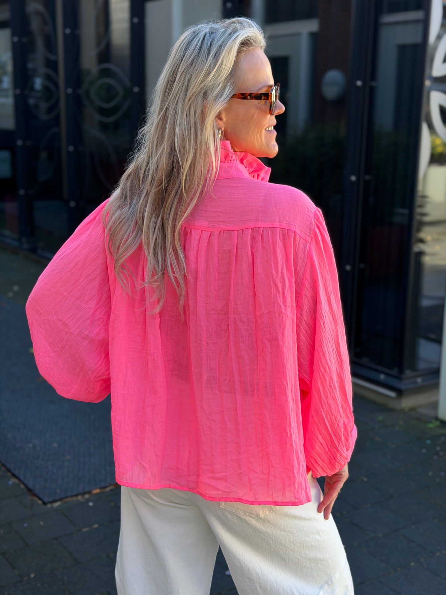 Oversized blouse neon koraal