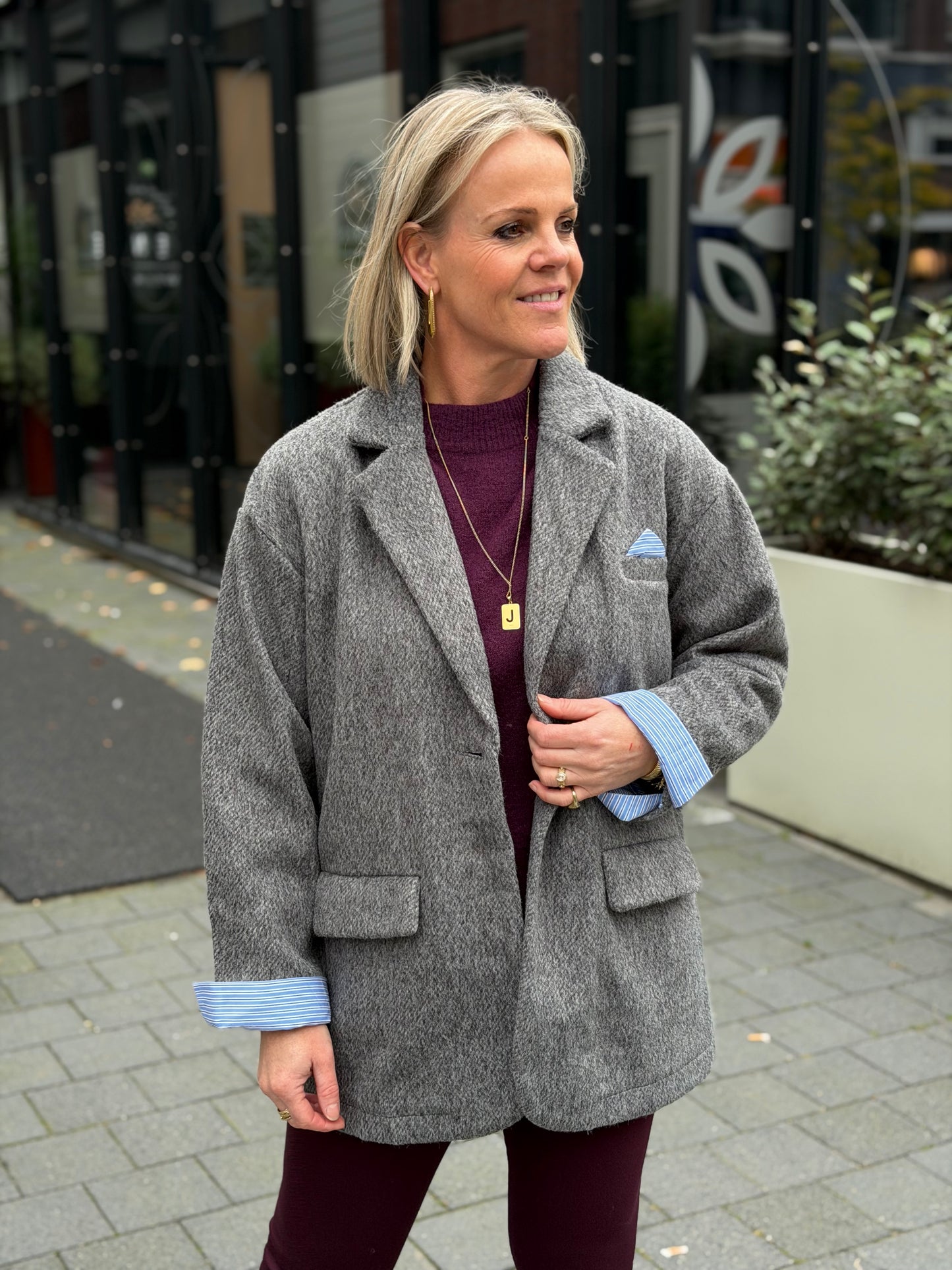 Korte blazer/mantel grijs