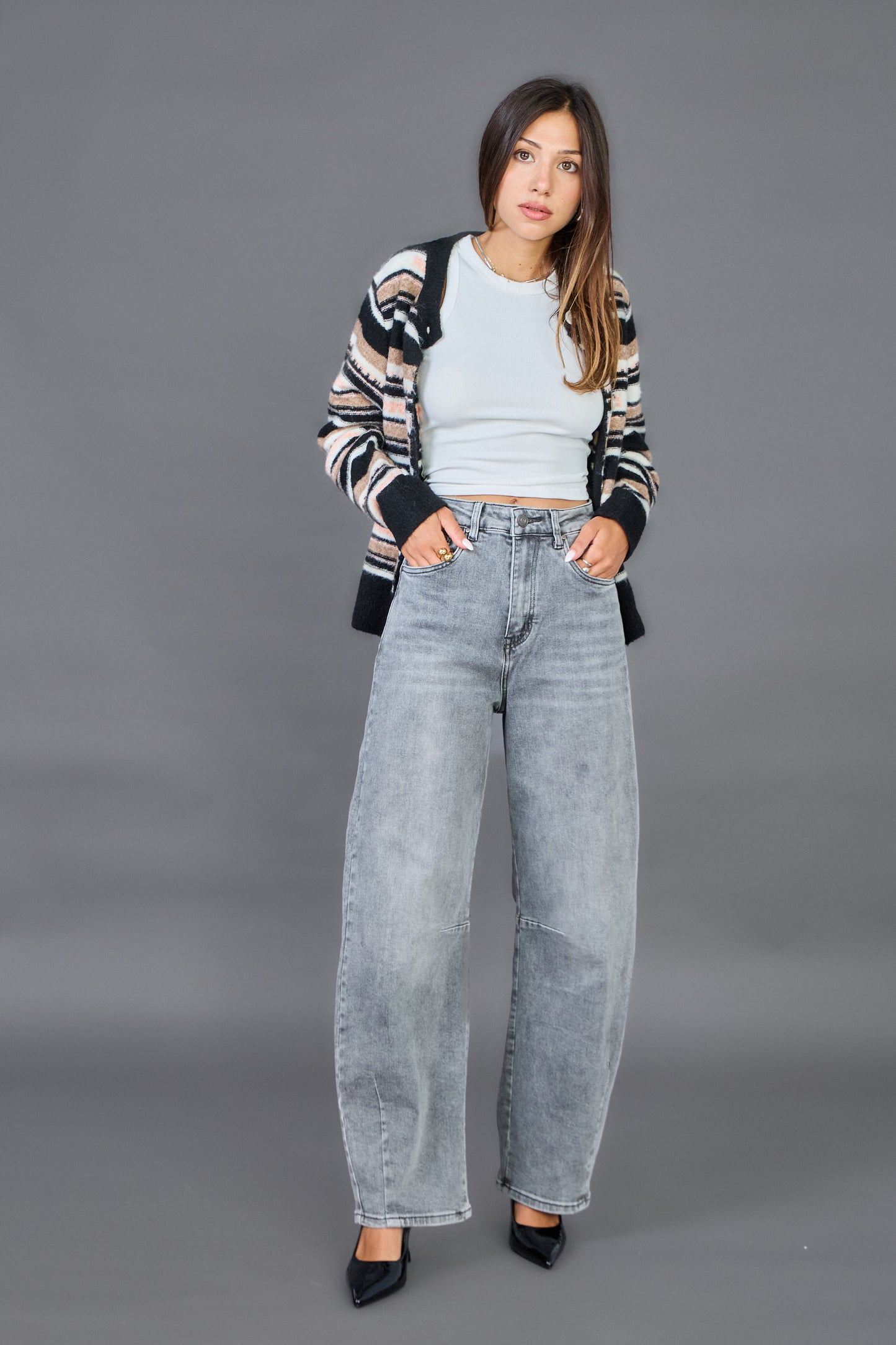 Ana & Lucy - Barrel Jeans light grey