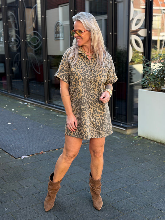Leopard denim tuniek