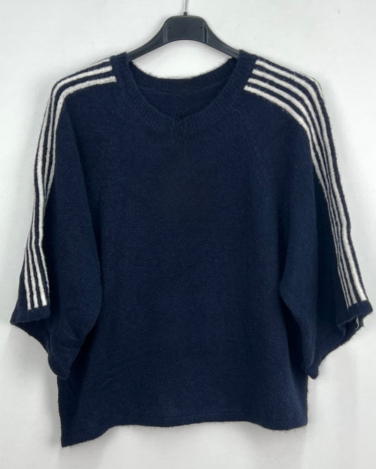 Sporty knit trui Navy