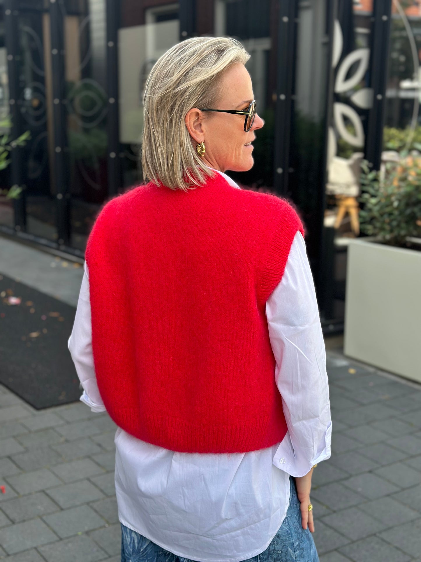 Mohair mix sleevless vest rood