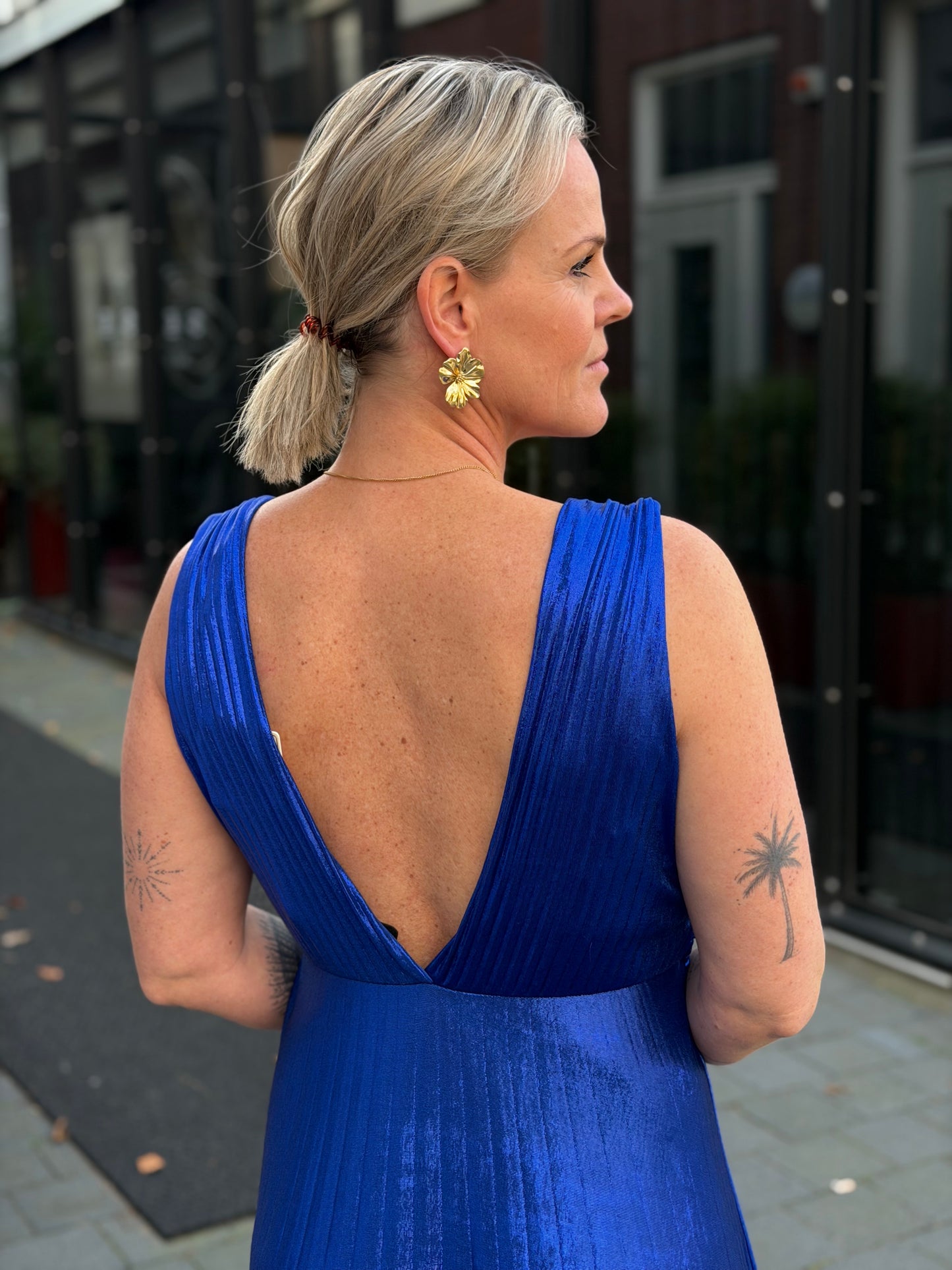 Glam plissé dress kobalt