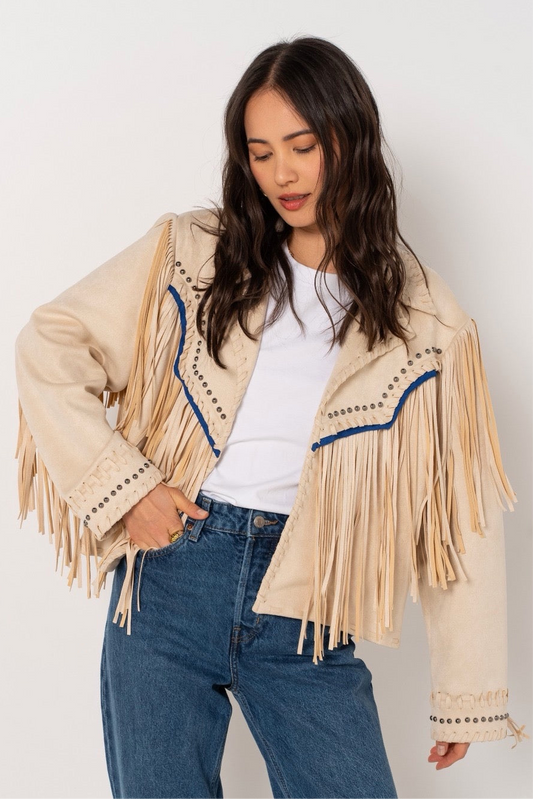 cowboy jacket fringe ecru
