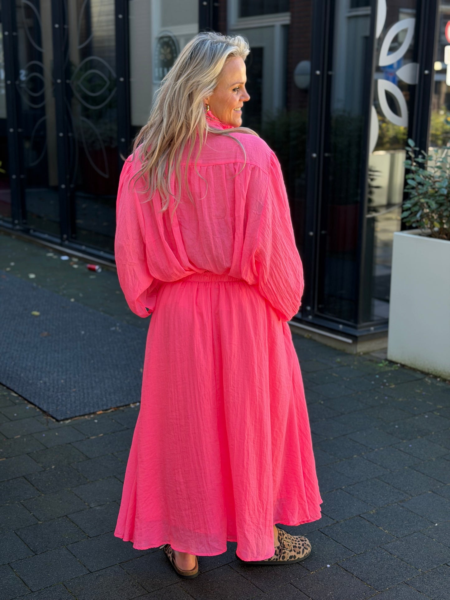 Maxi rok neon koraal