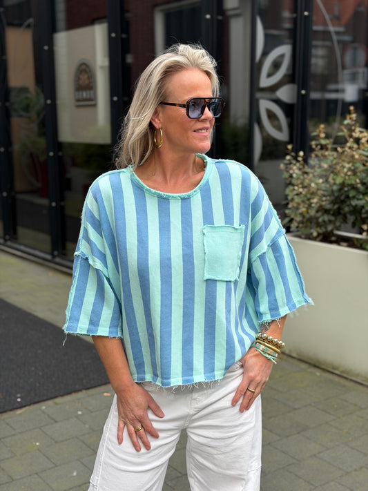 Sweater stripe aqua/blue