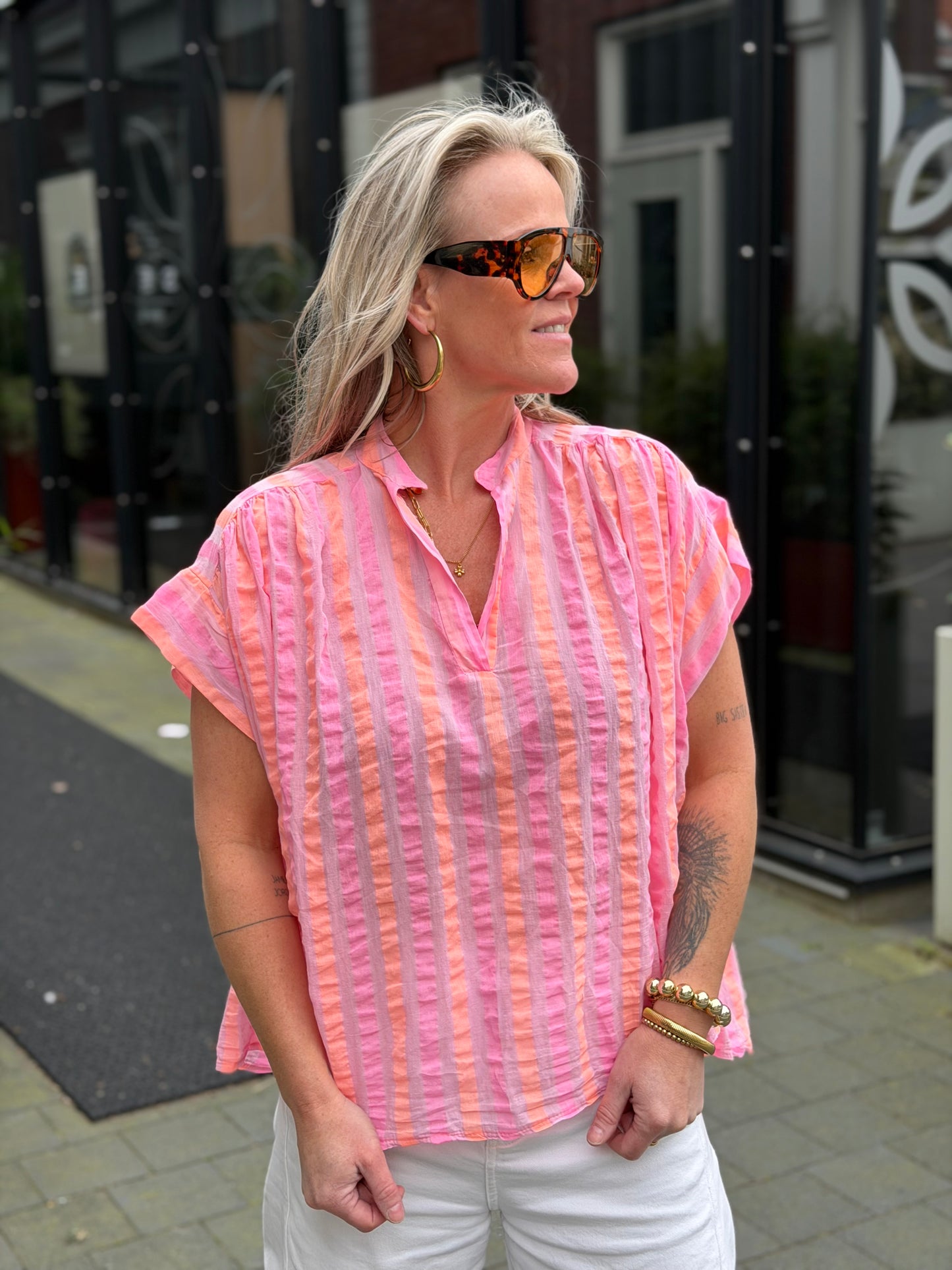 stripe top pink/ ORANGE