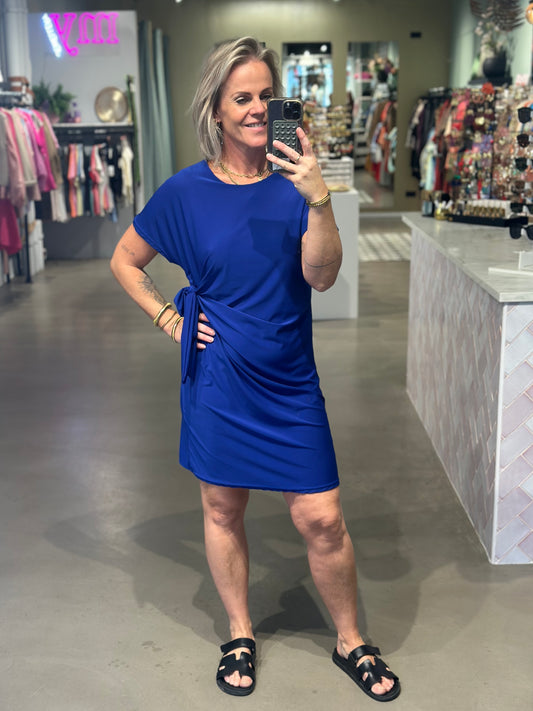 knot dress kobalt