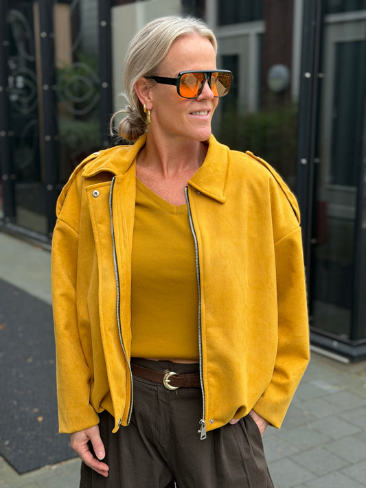 Suedine jacket oker geel