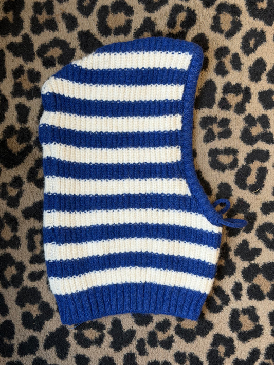 Cagoule hoodiecol streep kobalt- White