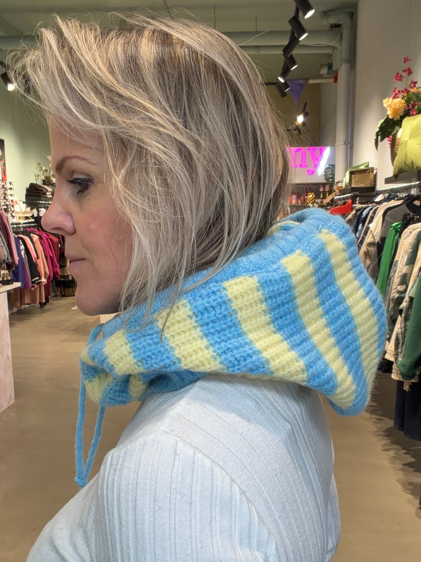 Cagoule hoodiecol streep blue-yellow