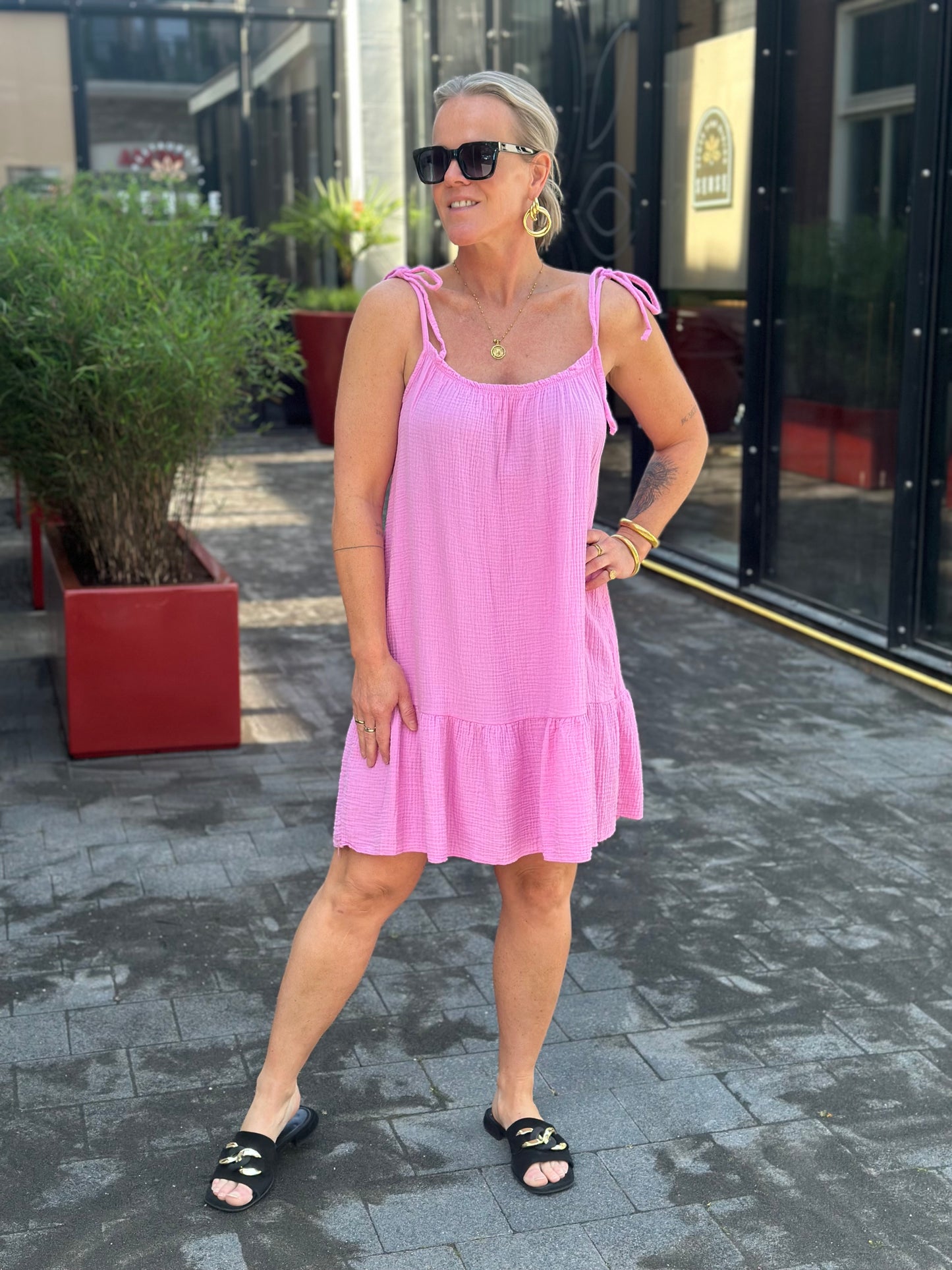 Summer wafel Dress pink
