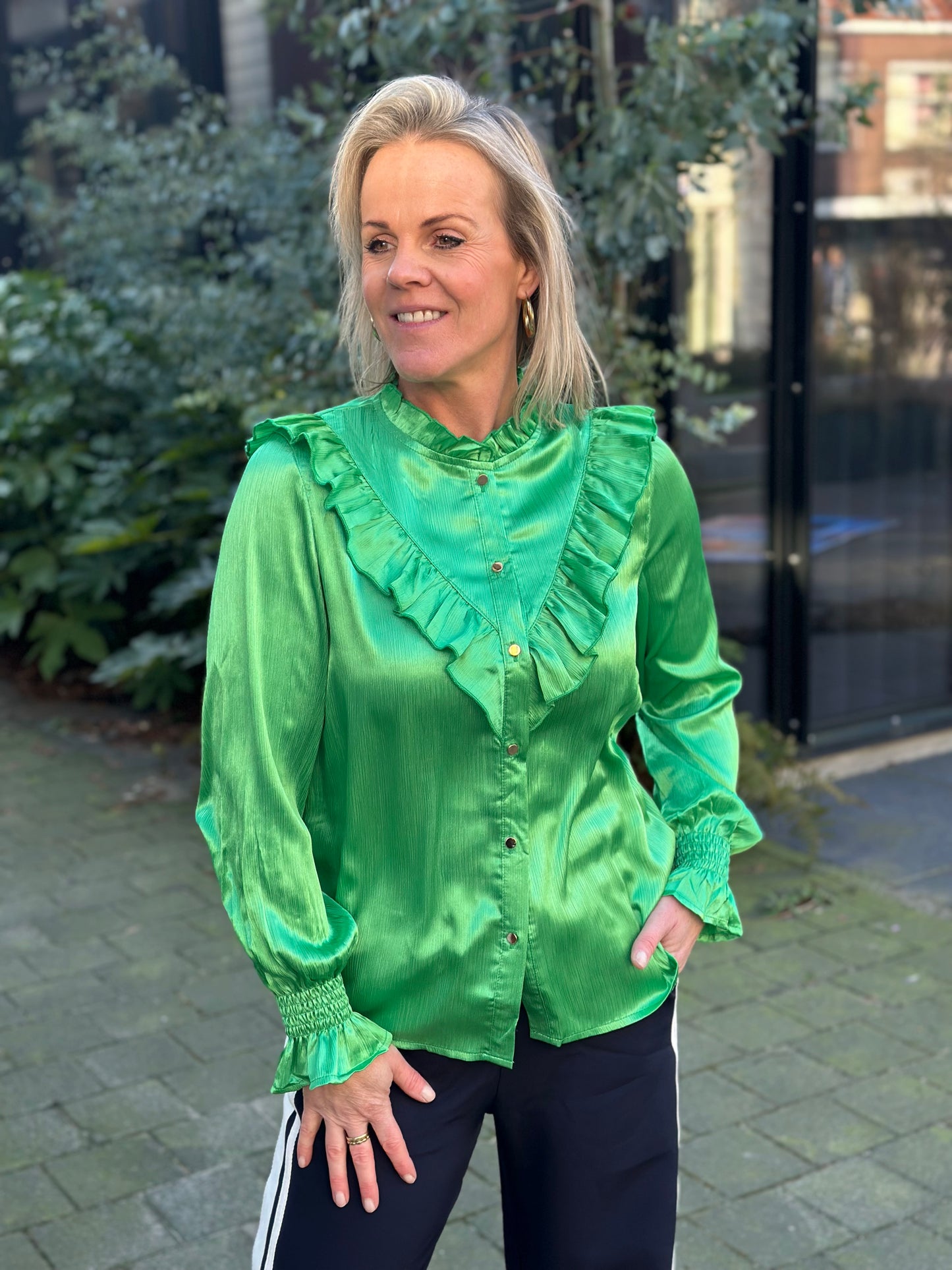 silky blouse groen