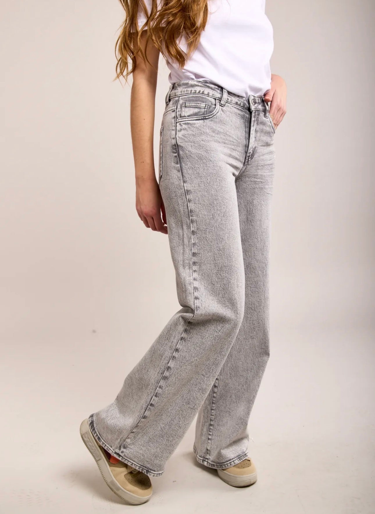 Toxik wide leg jeans licht grijs