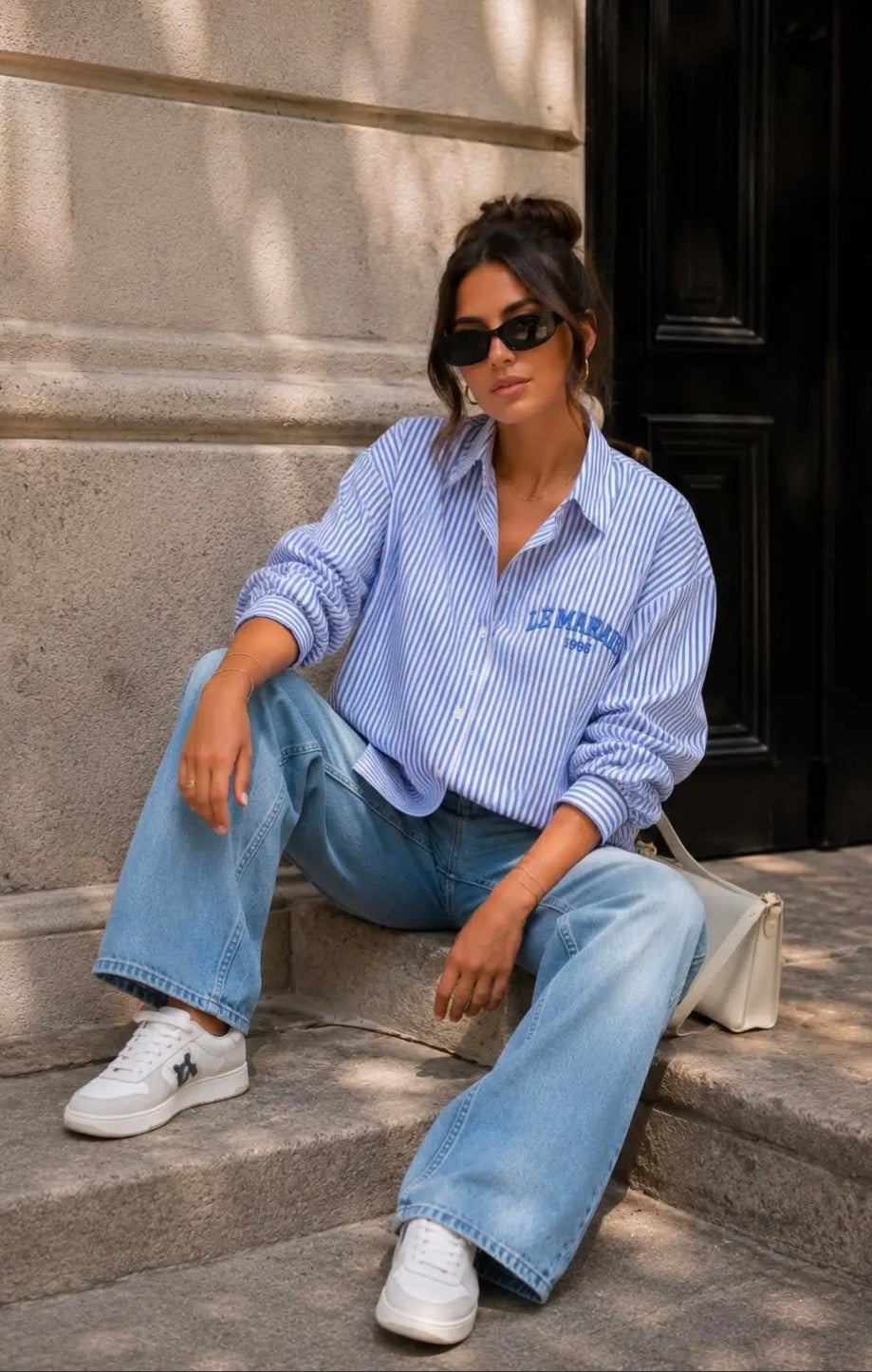 Le Marais stripe blouse wit/blauw