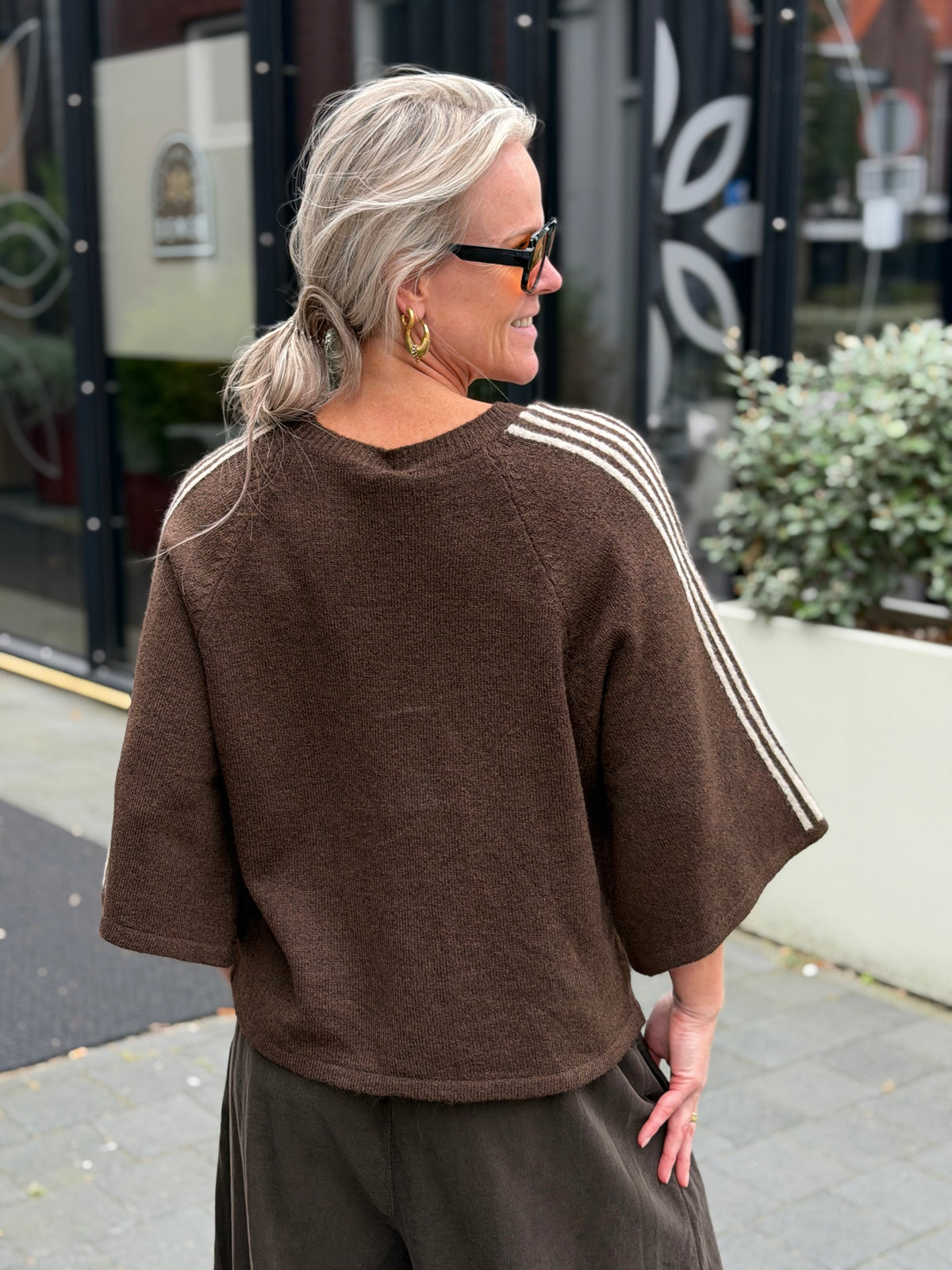 Sporty knit trui bruin