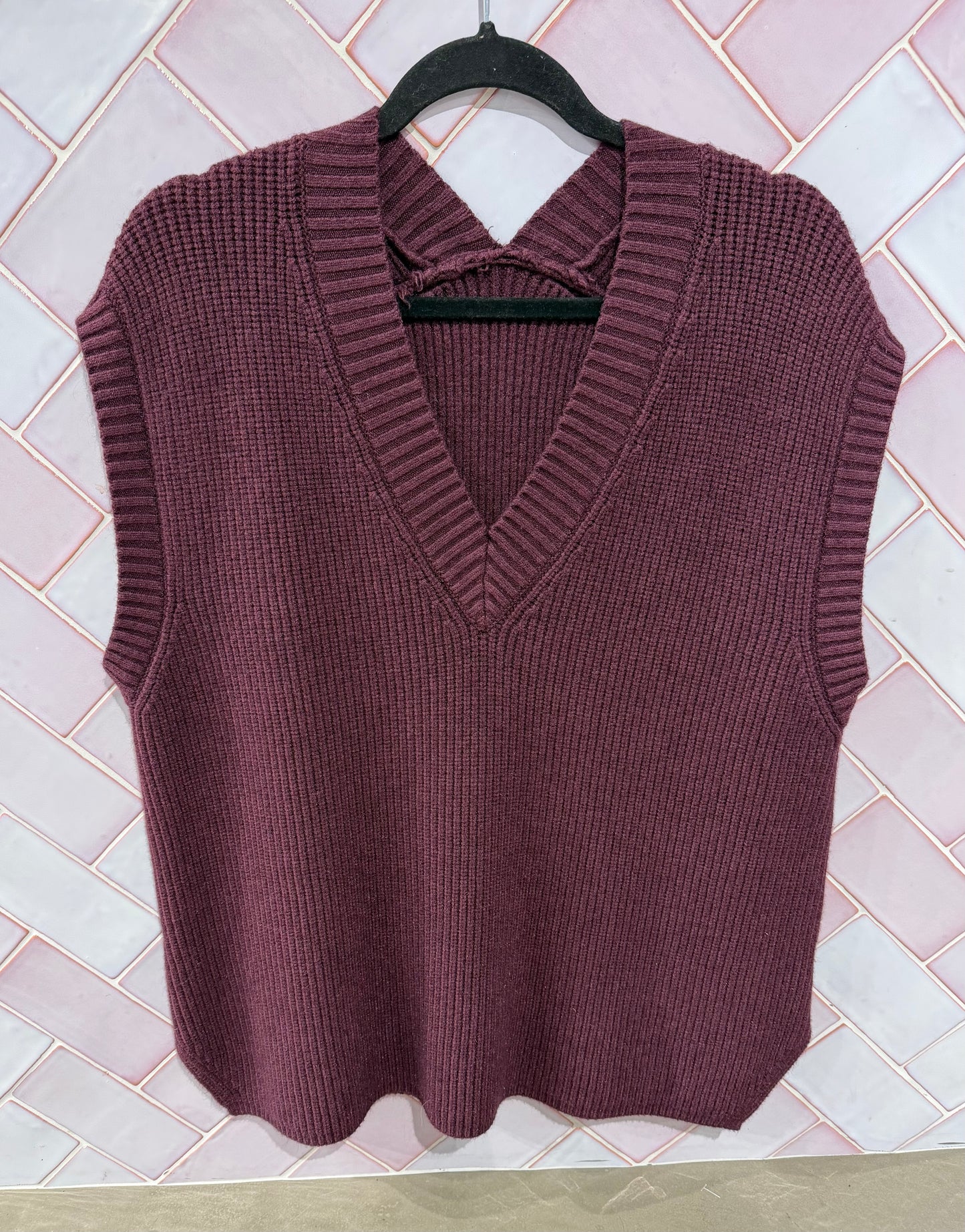 Oversized rib spencer aubergine