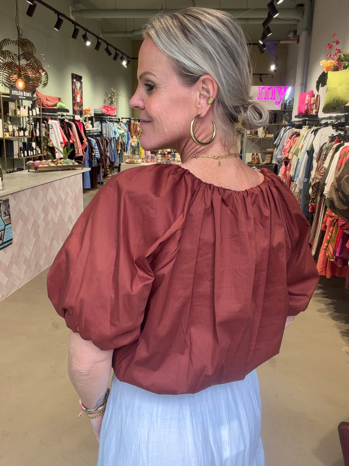 Crop top ballon brown