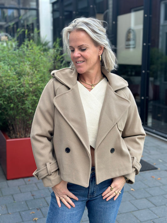 Korte trenchcoat beige