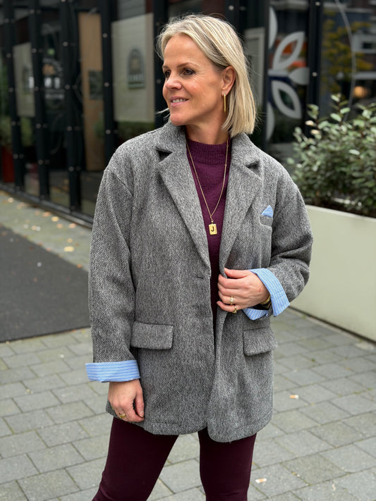 Korte blazer/mantel grijs