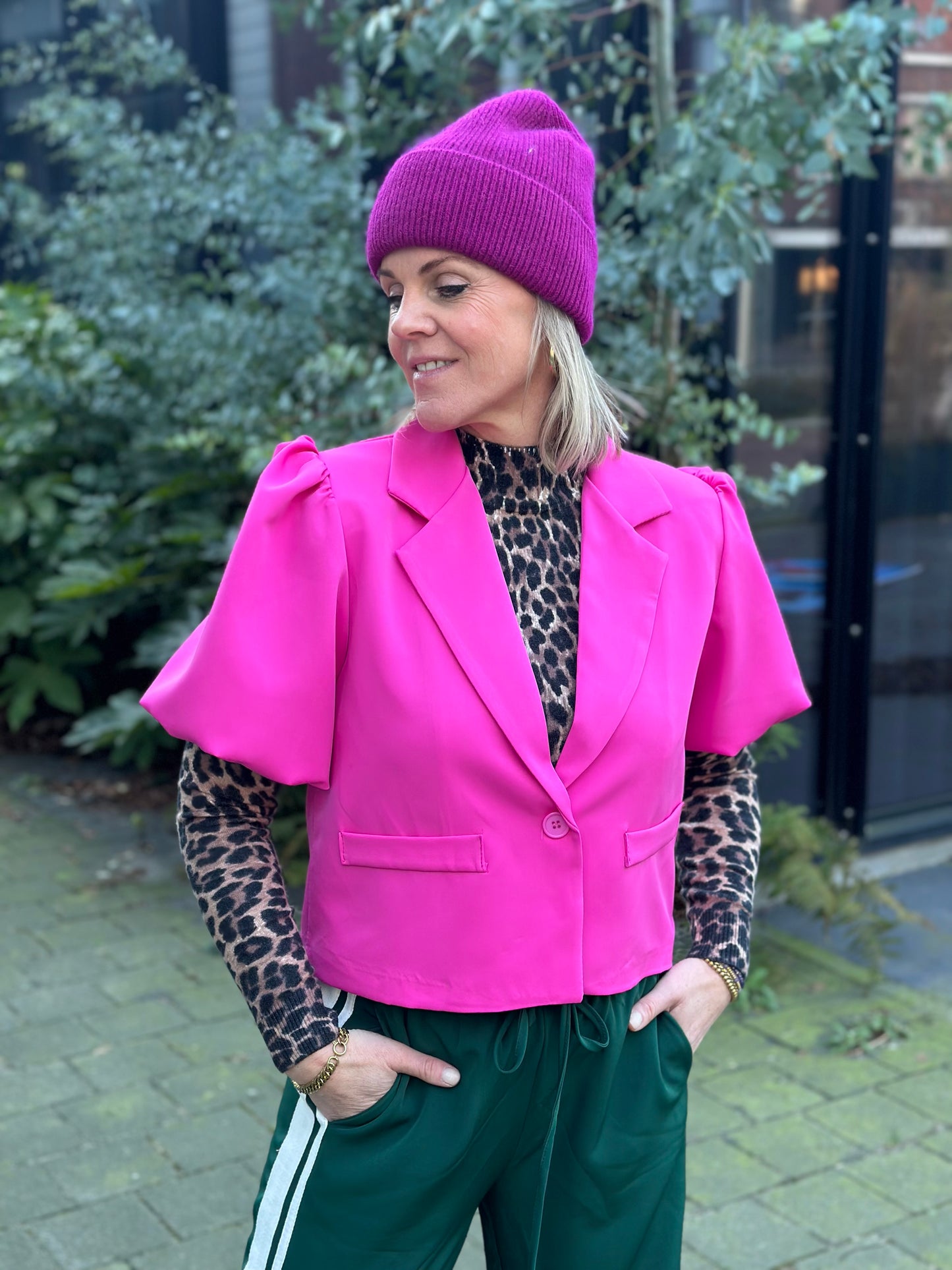 Korte blazer Ires fuchsia