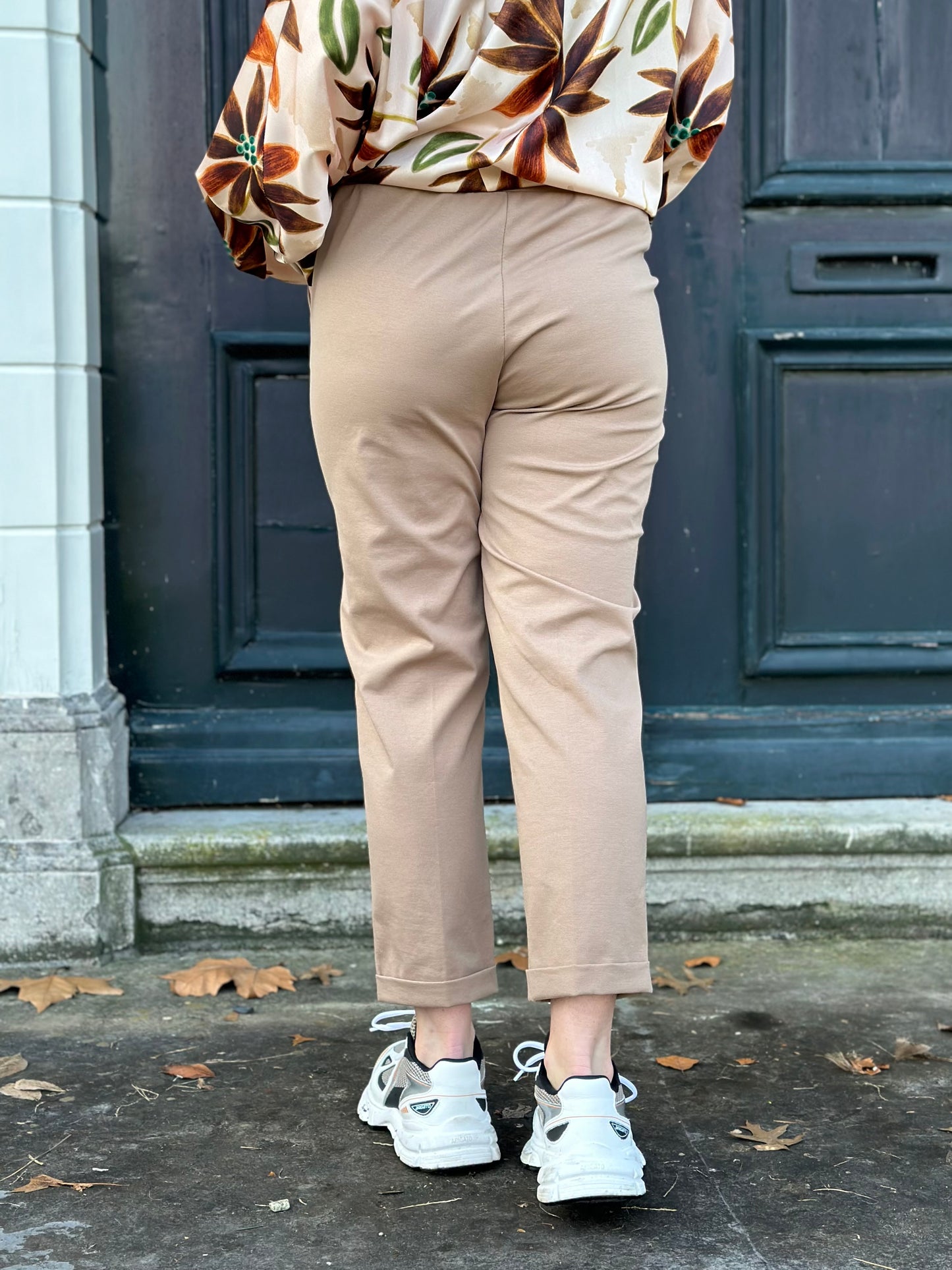 tricot stretch broek beige