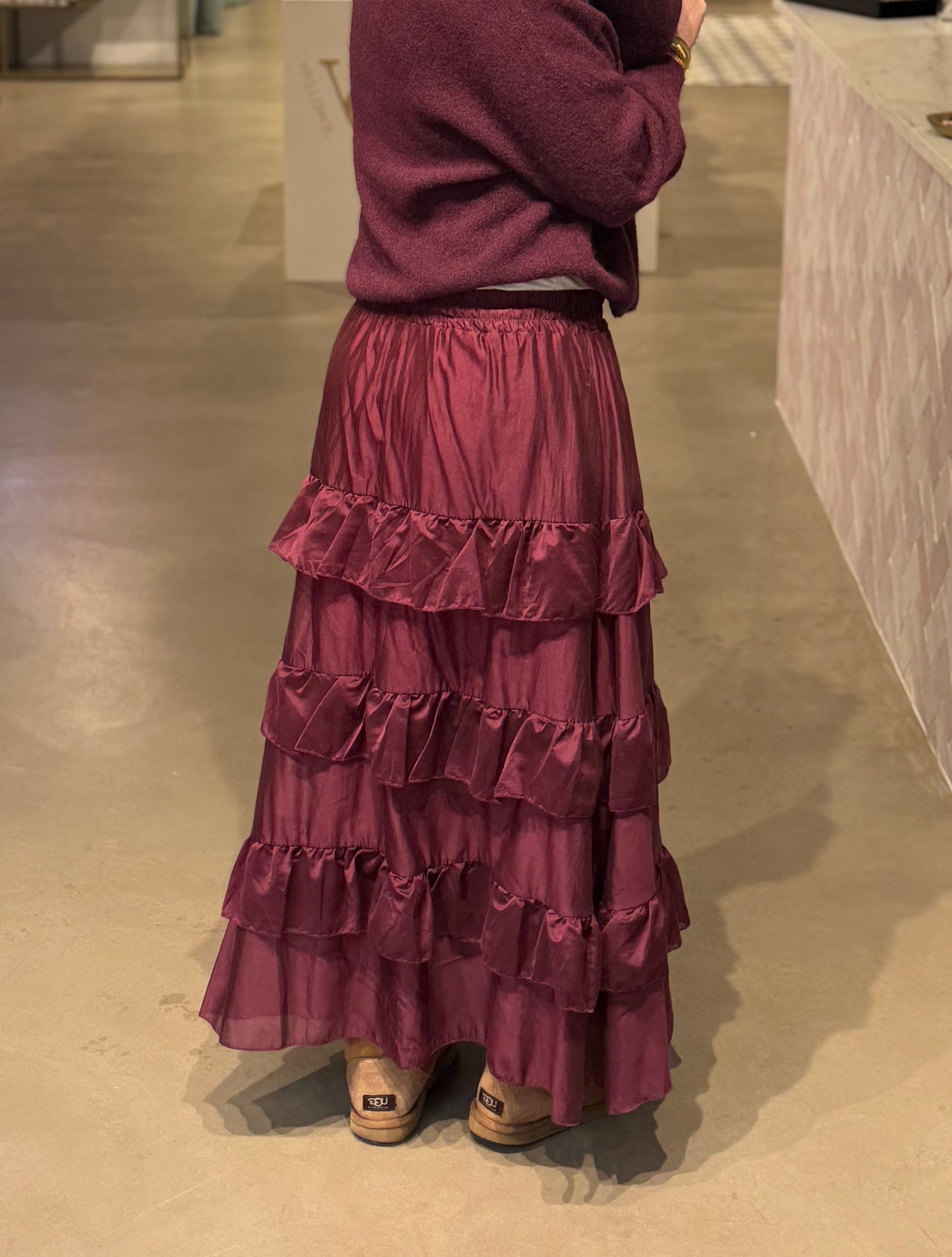 Volant rok aubergine