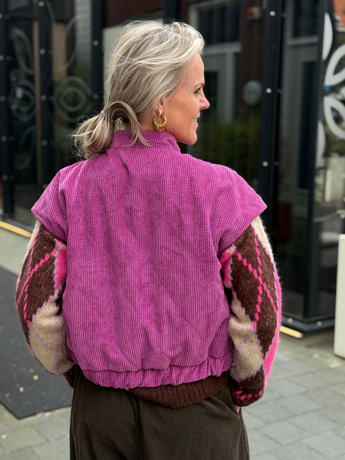 rib bodywarmer vivid paars