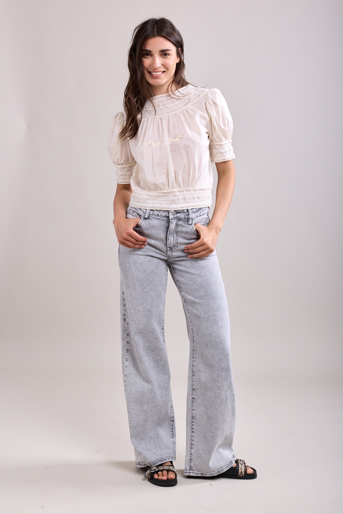 Toxik wide leg jeans 85 licht grijs