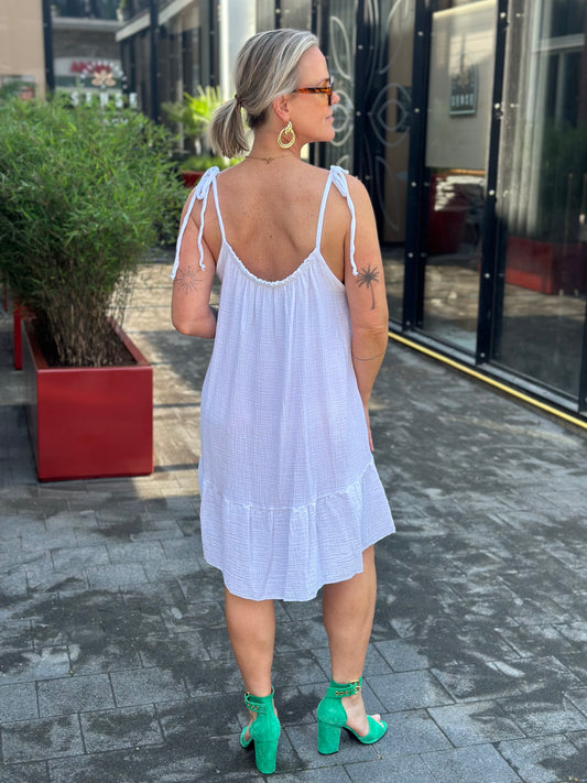 Summer wafel Dress wit