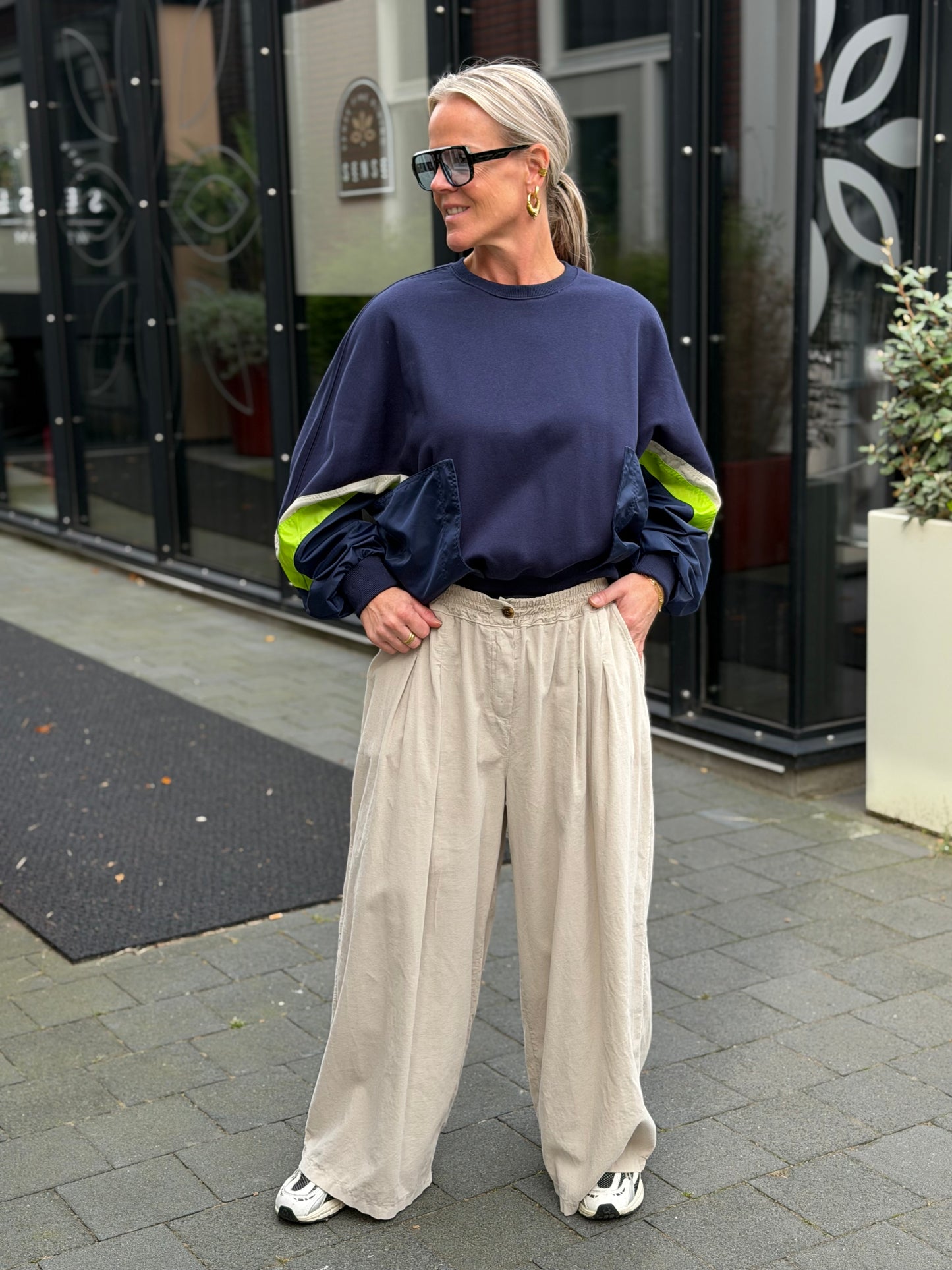 baggy broek babyrib ecru