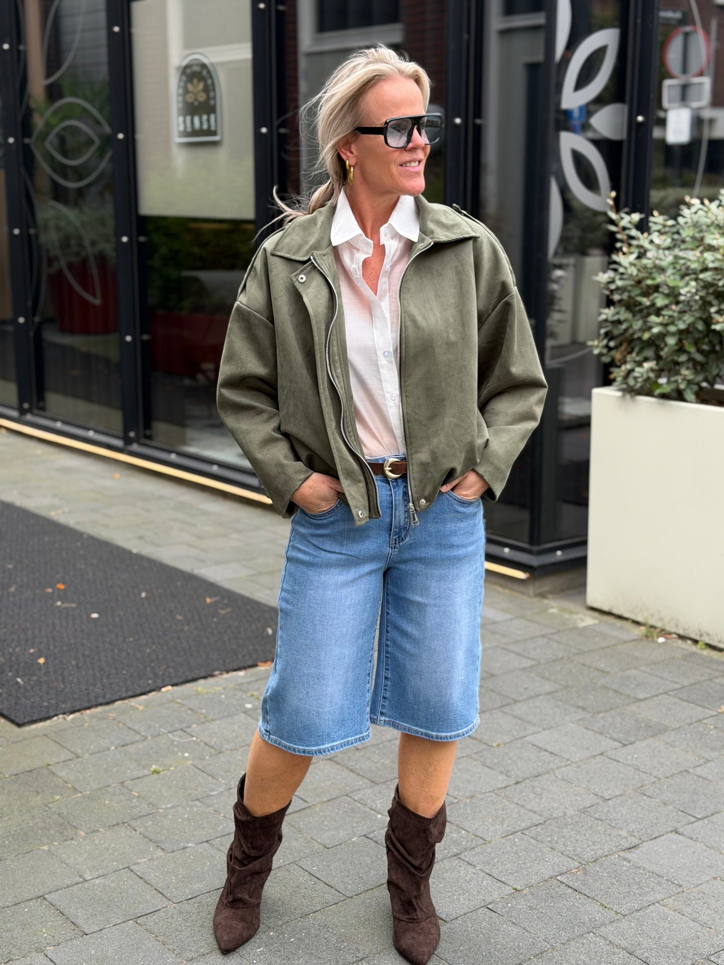 Suedine jacket khaki