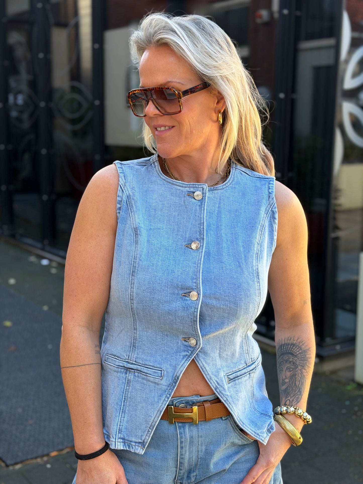 Denim gillet blue