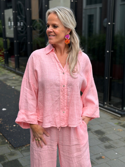 Linnen blouse Linda zalm