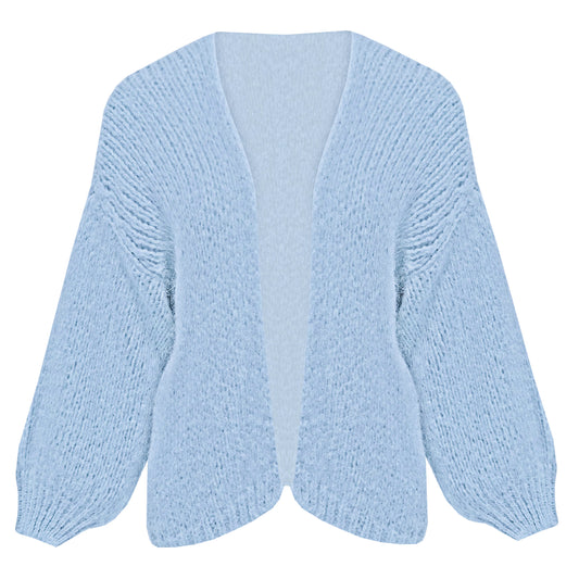 Mohair mix vest kort met pofmouw licht blauw
