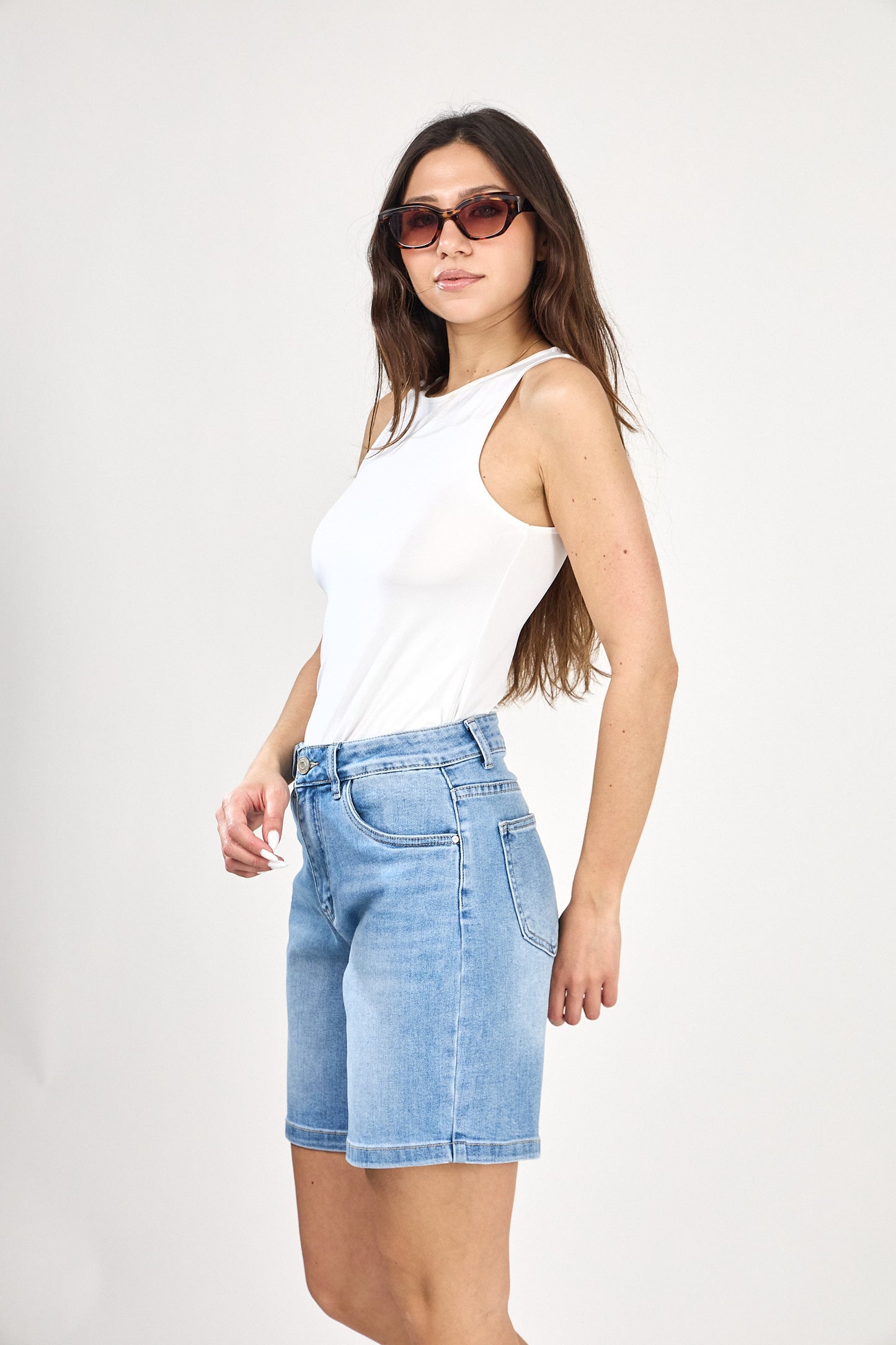 Denim short blauw