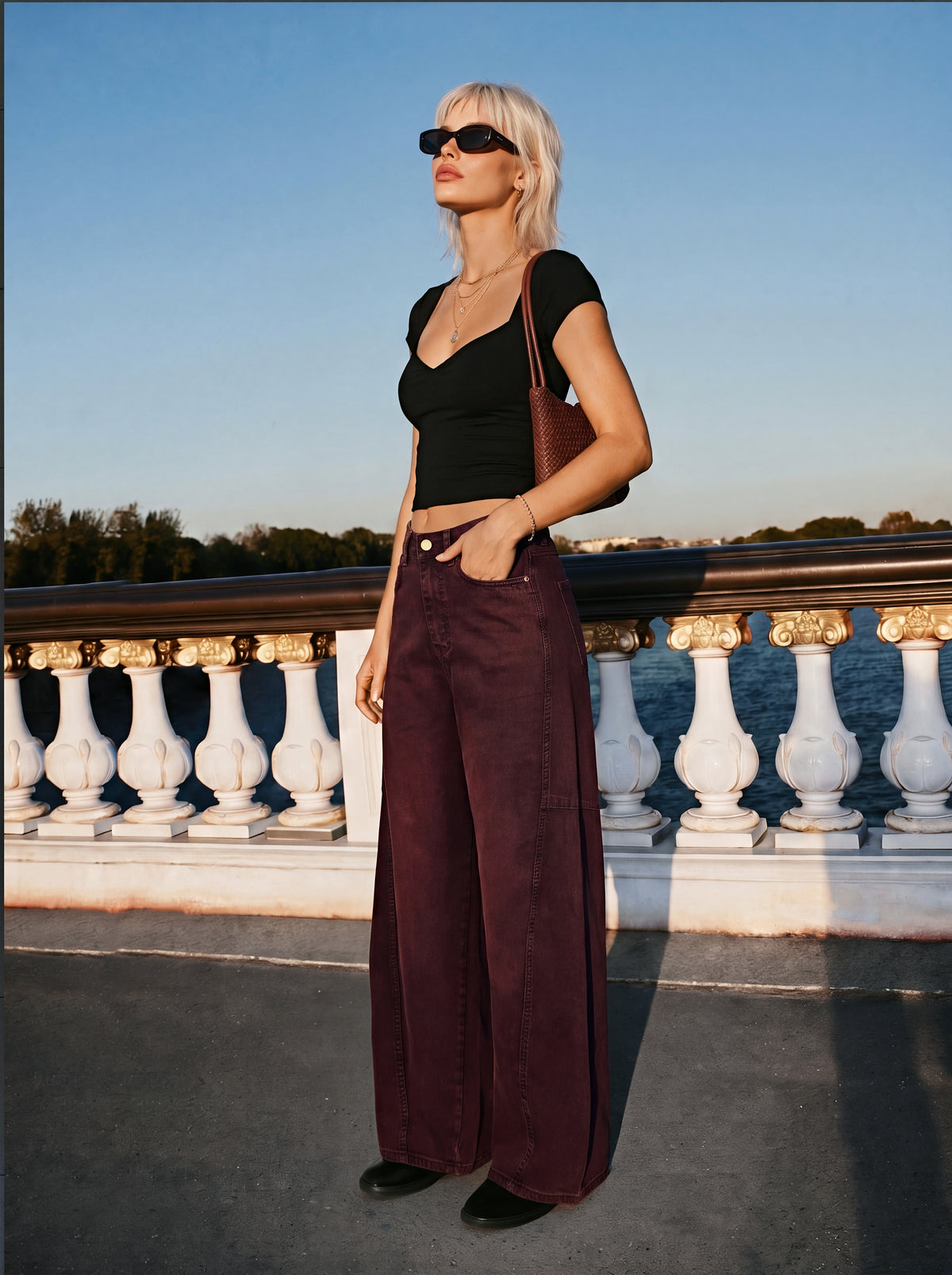 Coloured Barrel Jeans brownish