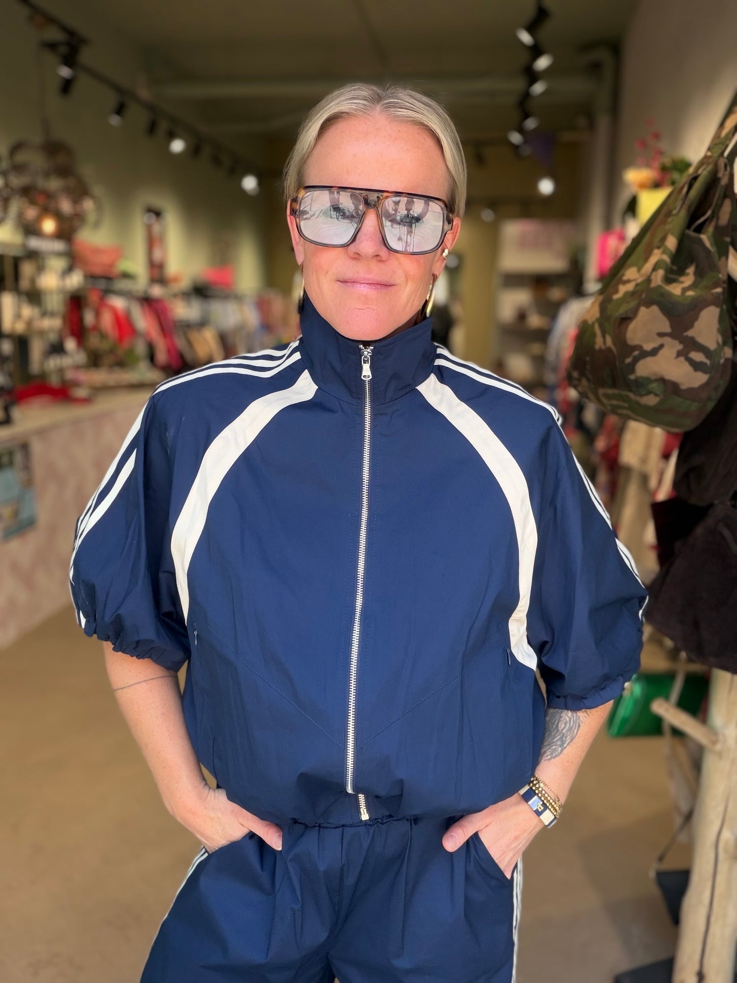Retro sportjacket blauw