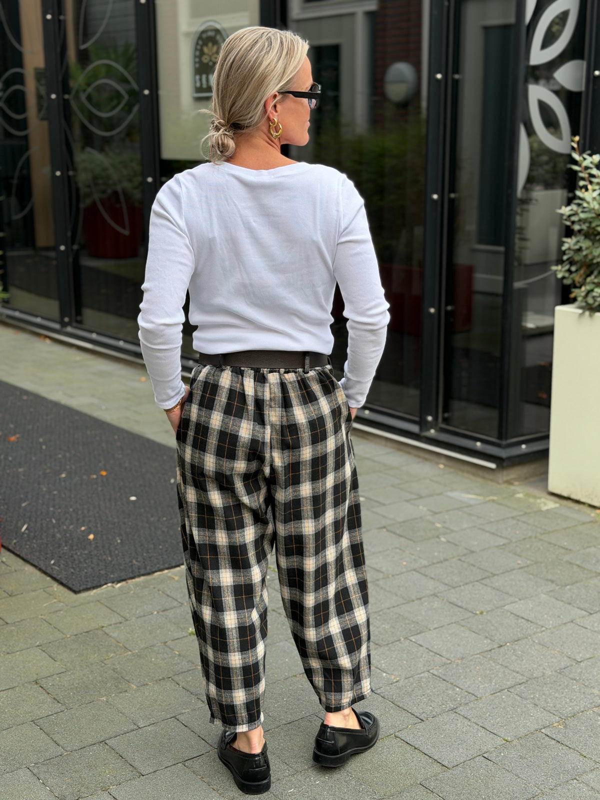 Flanel ruit broek zwart