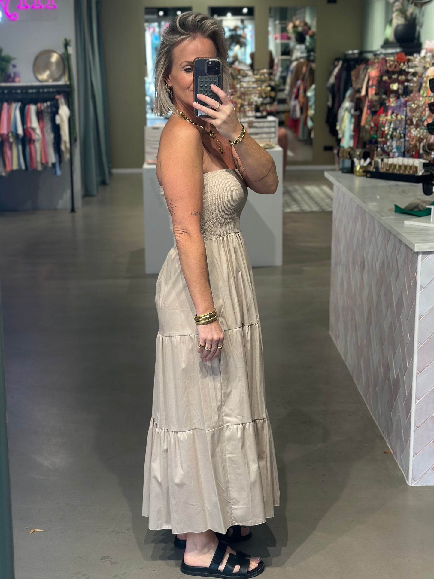 Strapless Dress beige