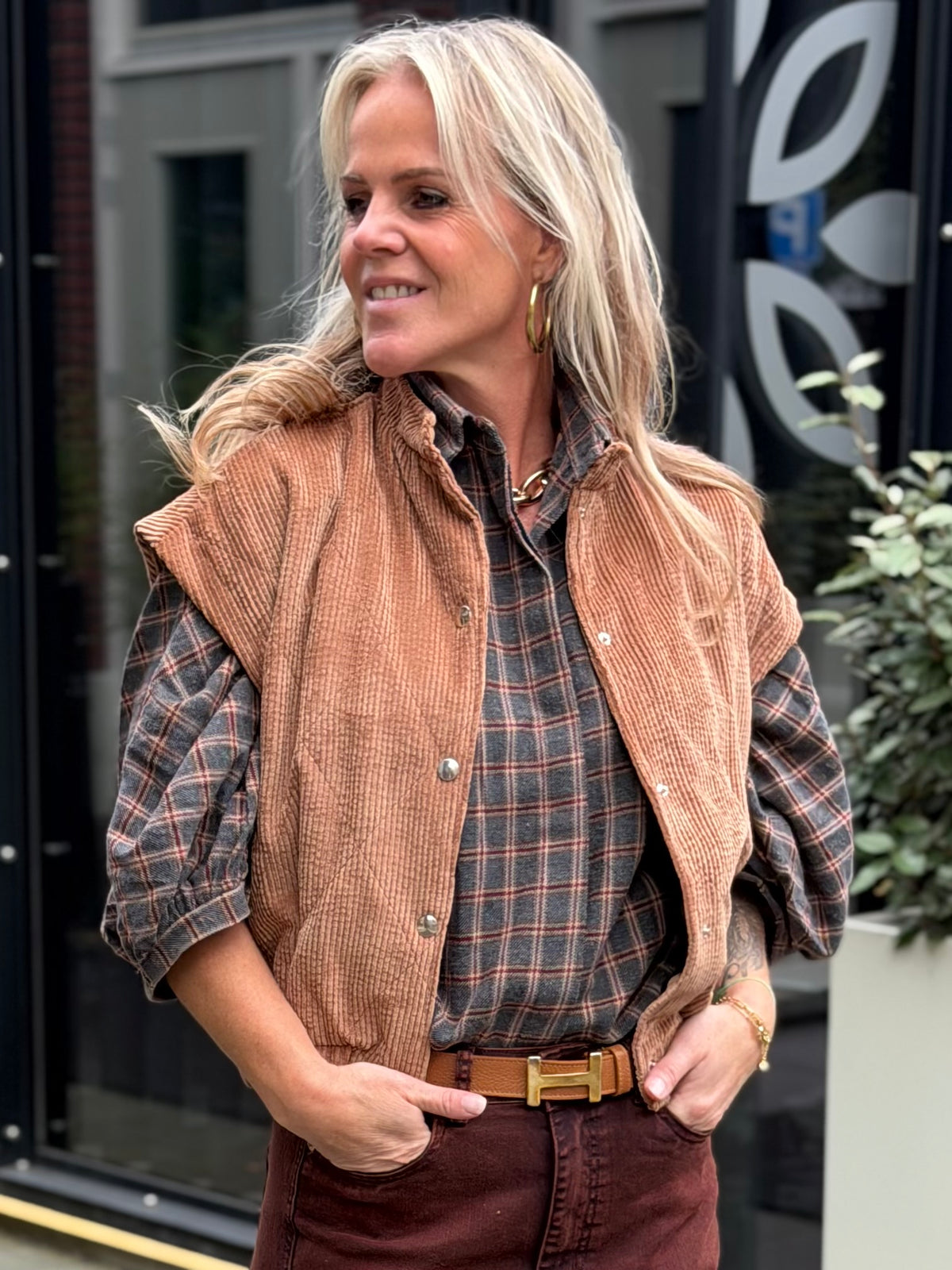 rib bodywarmer Camel