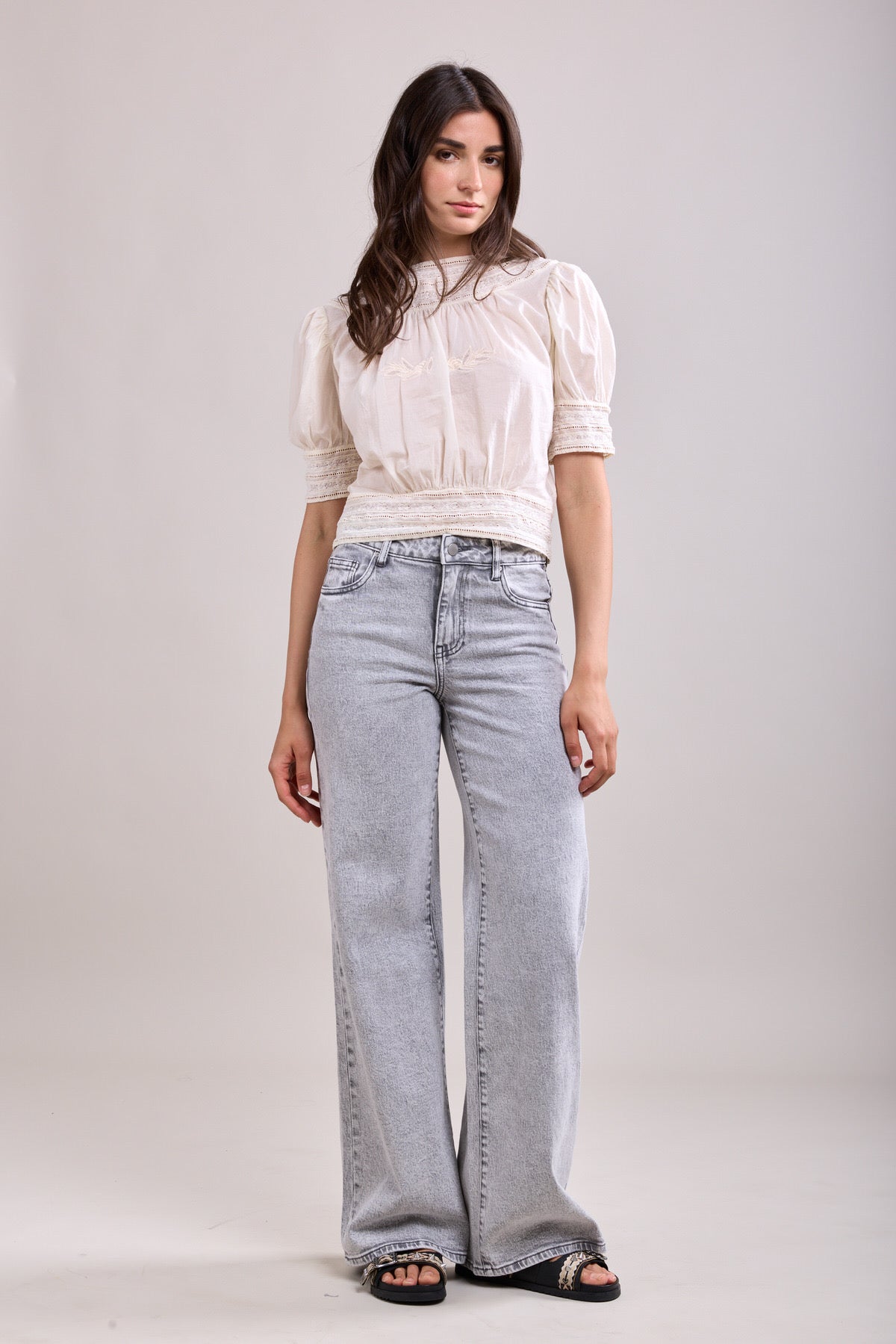 Toxik wide leg jeans 85 licht grijs
